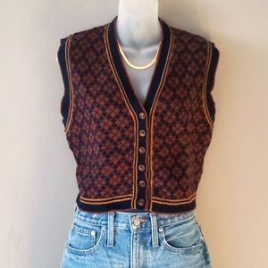 Evan Picone Brown and Black Checkered Vest